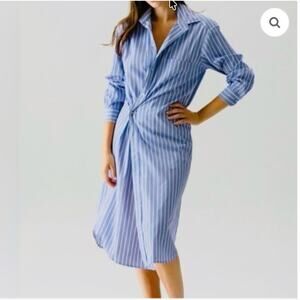Wearcisco Long Sleeve Collared Striped Dress Blue Womens Size XS
